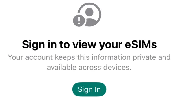A travel eSIM app: the sign-in screen